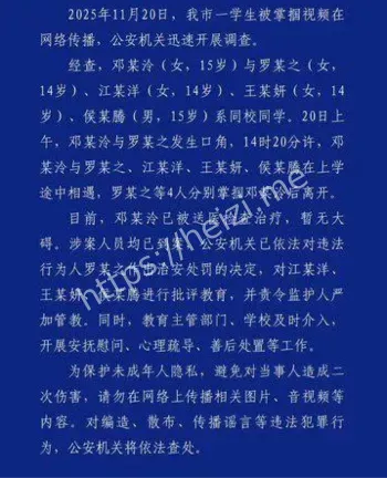 校园霸凌4人被抓